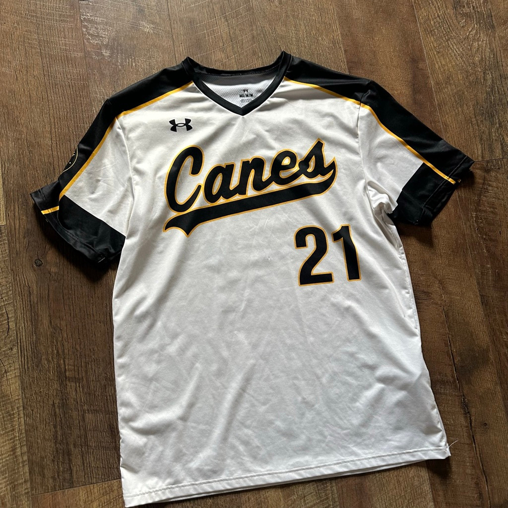 Women’s Under Armour Canes Baseball Jersey M White Black